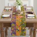 XCHI Colorful Masks Doughnuts Iris Fleur De Lis Mardi Gras Table Runner Carnival Table Decoration for Masquerade Party Home Kitchen Dining Holiday Decor 13x120 Inch