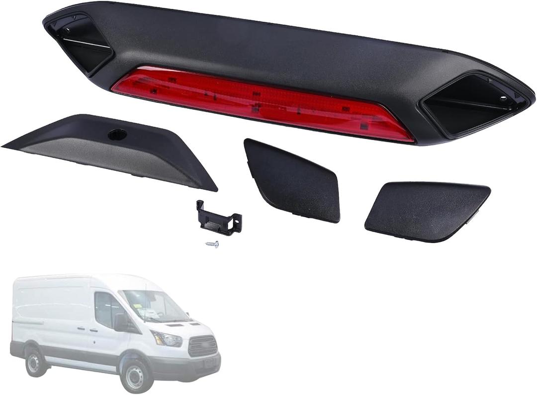 3rd Third Brake Light w/Cover JK4Z13A613AA JK4Z13A613AD JK4Z13A613AG Compatible with Ford Transit 150 250 350 350HD 2018 2019 Rear Center High Mount Stop Light Trim - Black Mount+Red Lens