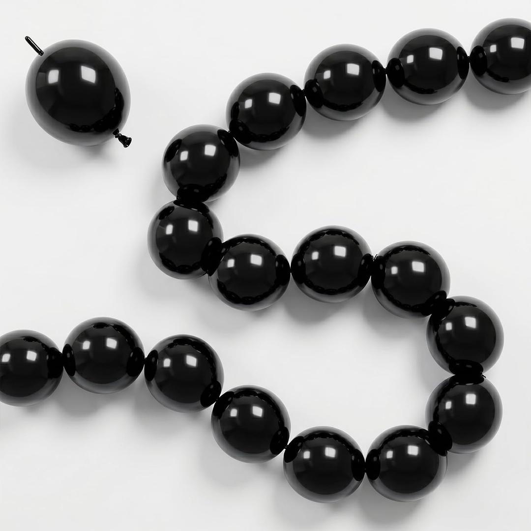 Black Quick Link Balloons, 100PCS Linking Balloons for Make Balloon Wall Balloon Arch Balloon Chains, Linkable Balloons for Wedding Birthday Baby Shower Engagement Graduation Party Decorations (6inch)