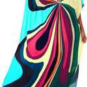 Bsubseach Kaftan Dresses for Women V Neck Batwing Sleeve Plus Size Caftans Swimwear Coverups Maxi Beach Dresses (Colorful)