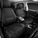Skechers MAX Cushioning Seat Covers, Memory Foam Leather Car Seat Covers, Waterproof Car Seat Protector Front Seats, Car Seat Cushion Airbag Automotive Universal Fit for Most Cars, Vans, Trucks, SUV, Black