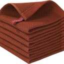 Homaxy 100% Cotton Waffle Weave Kitchen Dish Cloths, Ultra Soft Absorbent Quick Drying Dish Towels, 12 x 12 Inches, 6-Pack, Rust