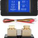 DC Multifunction Battery Monitor Meter with Shunt,0-200V,0-500A, LCD Display Digital Current Multimeter Voltmeter Ammeter for Cars RV Solar,Widely Applied to 12V/24V/48V RV/Car Battery
