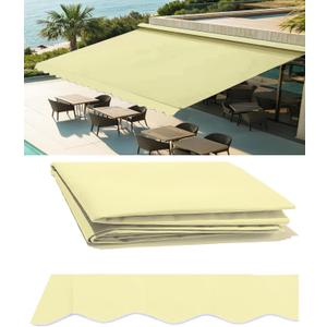 12' x 10' Retractable Patio Awning Replacement Fabric,Sunshade Canopy | Sun Shade Shelter Reinforced Multi-Purpose Waterproof Awning Cover, Outdoor Door Window Awning, All-Weather Protection, Sand