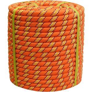 1/2 in x 300 ft Double Braid Polyester Arborist Rigging Rope, 48 Strands Heavy Duty Bull Rope for Tree Work, Climbing, Pulling, Logging, Swing, Orange
