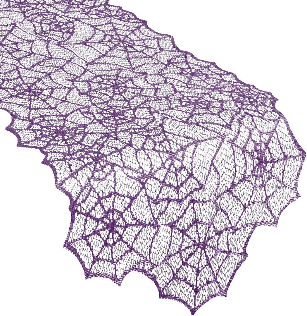 Purple Halloween Table Runner, 72 Inches Long Black Lace Spider Web Table Runner Backdrop Halloween Decorations Indoor Desk Centerpiece Kitchen Coffee Accessories Farbic Decor Topper Purple Halloween Table Runner, 72 Inches Long Black Lace Spider Web Table Runner Backdrop Halloween Decorations Indoor Desk Centerpiece Kitchen Coffee Accessories Farbic Decor Topper