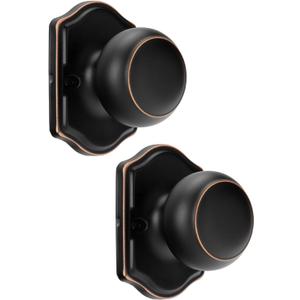 goldenwarm Oil Rubbed Bronze No-Function Dummy Door Knobs,Single-Side Door Knob Handles for Closet & French Doors, No-Turning Pull/Handle Function 2 Pieces