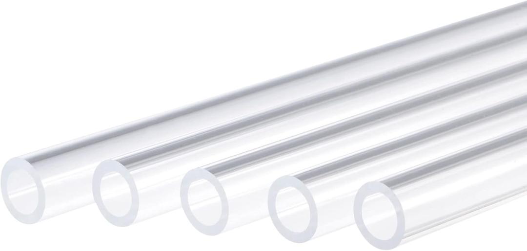 MECCANIXITY Acrylic Pipe Rigid Round Tube Clear 5/16" ID 1/2" OD 6" High Impact for Lighting, Models, Plumbing, Crafts 5 Pack