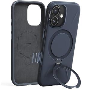TORRAS Ostand Q3 Silicone for iPhone 17 Case, Fit for MagSafe, 360 Ring Holder Kickstand, Soft Liquid Silicone Cozy Grip, Camera Control, Shockproof Rugged Protective Case for iPhone 17, Midnight