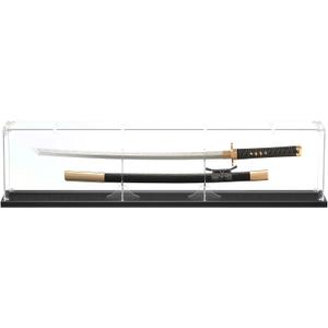 Acrylic Sword Display Case, 45" Clear Dustproof Box for Katana, Long Sword, Lightsaber, Samurai & Medieval Collectibles, Large Tabletop Box with Acrylic Stand (45*6*10) inch