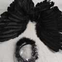 Leg Avenue Women's 2 Pc Feathered Angel Wings and Halo Costume Accessory Kit (Black)
