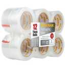 Clear Packing Tape 12 Rolls - Heavy Duty Packaging Tape 2.0mil Thick, 2.0 in. Wide x 110 Yards - Strong Adhesive, Silent, Reliable Package Tape for Home Office Shipping Moving Sealing