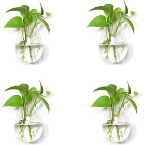 4 Packs Wall Hanging Planters Glass Plant Pots Water Plant Containers Glass Flower Pots Wall Hanging Glass Planters Plant Containers Hanging Planters Air Plant Terrariums Glass Terrarium