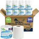 2-Ply Toilet Paper Bulk | Septic safe toilet paper | 40,000 Soft Sheets | 80 Rolls x 500 Sheets Each | Recycled Fiber & Strong Bath Tissue Mega Pack for Home & Commercial Use