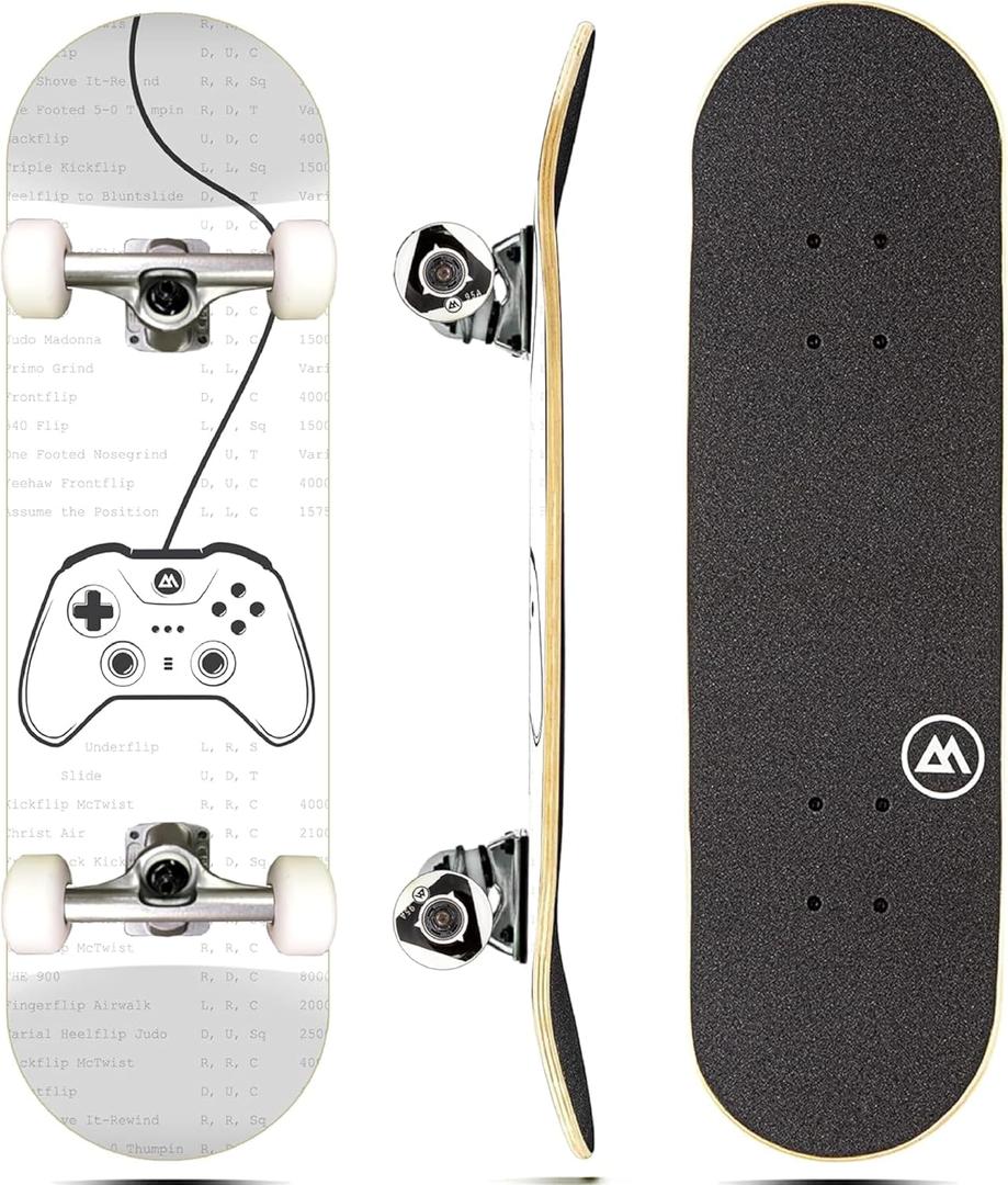 Magneto Complete Maple Wood Skateboard - 27.5 in x 7.75 in, Video Game - Cruiser & Longboard Skateboard for Kids & Teens with Double Kick Concave Deck & ABEC 5 Bearings