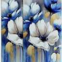 Watercolor White Blue Flowers Hand Towel Set of 2,Abstract Oil Painting Floral Soft Absorbent Decorative Bathroom Kitchen Towel for Bathroom Kitchen Hotel Gym Yoga