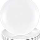 9 Inch White Melamine Plates Flat Bottom Deep Round Dinner Plates Salad and Dessert Plates Lightweight Durable and Easy to Clean,Non Ceramic Disc Pad Set of 6,PYW-9-06