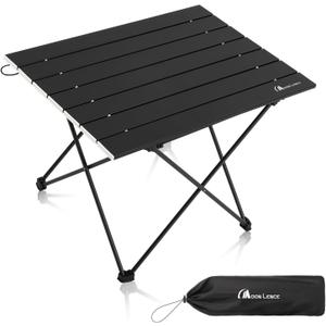 MOON LENCE Ultralight Folding Camping Table, Compact,Portable with Carry Bag, for Outdoor Cooking, Picnic, Camp, Boat, Travel (Black - M)