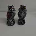 Hausse 2 Pack Fake Owl Decoy Bird Scarecrow Sculpture, 11.2 inch Wagging Head Plastic Owl Scare Birds Away, Owls Statue Nature Enemy Horned Pest Repellent for Outdoor Garden Yard