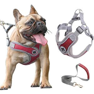 Medium Dog Harness and Leash Set,No Pull Adjustable Step in Soft Mesh Vest Harness,Easy Walk Reflective Pet Harness with Padded Handle for Walking Training Small Medium Large Dogs and Cats (Red, M)