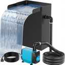 POPOSOAP Pond Waterfall Spillway with Pump Kit, 304 Stainless Steel Waterfall with Filtration & 660GPH Pond Pump & 9.8FT Tubing Outdoor Fountain Kit for Garden,Backyard Decor,13.4" H x 8"W-P432
