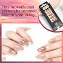 Press On Nails Almond- Fall Pink Red Black Medium Almond, Reusable Nails Press Ons, Fake Nail with Adhesive Tabs, 12 Sizes 24 Pcs Nail Kit with 1 Prep Pad, 1 Manicure Stick, 1 Mini File (3Pcs)