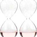 Tofficu 2 Pack Glass Liquid Timer Hourglass 5.5 Inch Bubbling Sand Clock for Home Office Desk Relaxation and Birthday