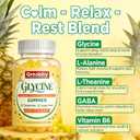 Glycine 3g Gummies, with Alanine 1000 mg for Sleep Muscle Relaxation, L Theanine, GABA, Vitamin B6, Glycine Supplements for Adults Sleep, Sugar Free Pineapple Flavor, 60 Gummies