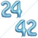 GOER Number 24 Balloons for 24th Birthday Party Decorations,42 Inch Jumbo Foil Helium 42 Balloons for 42nd Birthday Party Decoration (Light Blue)
