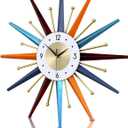 FIELDY Large Wall Clock 31 Inch Mid Century Wall Clocks Starburst Clock Non Ticking Battery Operated 3D Wall Clocks Home Dcor for Living Room, Kitchen, Dining Room, Bedroom