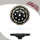 4 1/2 Inch Segment & Double Row Diamond Cup Wheel 2pcs for Grinding and Cleaning Surface Stone Concrete Granite Marble Masonry Brick with 5/8-11 Threaded Angle Grinder Wheels Cup