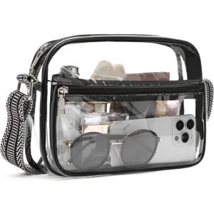 BOSTANTEN Clear Bag for Women Stadium Approved Clear Bags Small Crossbody Purse Trendy for Concerts Sports Events (A01-black)