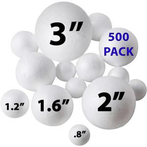 Bargain Paradise 500 Pack Ultimate Foam Balls Set  Large, Medium, Small Sizes - Round Craft Balls for School Projects, Planet Building, Custom Ornaments - 5 Sizes .8, 1.2, 1.6, 2, 3" Inches