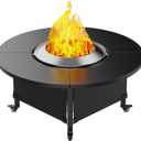 Fire Pit Surround Tabletop for Solo Stove Bonfire,Foldable Surround Table with Wheels for Safety & Easy Clean,42" Powder-Coated Steel Wood Burning Stove Surround Table Top,Accessories for Solo Stove