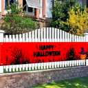 4 x Halloween Decorations Outdoor Yard Banner Haunted Graveyard Scene Happy Halloween Banner Pumpkin Witch Hat Ghost Bat Backdrop 118x20 Inch for Fence Porch Garden Wall Party Decor