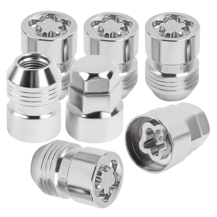M121.25 Wheel Locking Nuts, Height 1.27" Cone Seat Replacement for GR86 EX35 EX37 M56-5 Locks and 2 Key,Anti-Theft Tire Lock nut