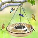 15.7" W Large Solar Fountain Hanging Bird Bath, Solar Powered Hummingbird Water Fountain Pump Combo Set With 4 Water Spray Nozzles, Bird Bath Bowl with1.67 Gallon Capacity for Outdoor Garden Patio