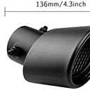 Car Polished Stainless Steel Exhaust Tail Exterior Rear Tail Car Exhaust Pipe Flue Muffler Tip Pipe, 63mm/2.5 inch Inlet Tailpipe Auto Universal Accessories with Mesh (Curved,Frosted Black)