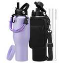 RRYFOUR 40 oz Water Bottle with Straw - Stainless Steel Insulated Water Bottle w/Survival Paracord Handle & Carrier Bag, Keep Cold-48H & Hot-24H, Thermo Coffee Cups Fits in Car Cup Holder