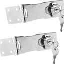 2PCS 4 Inch Keyed Hasp Locks, Keyed Alike Twist Knob Key Locking Hasp, Stainless Steel Catch Latch Safety Lock for Cabinets, Door (Silver)