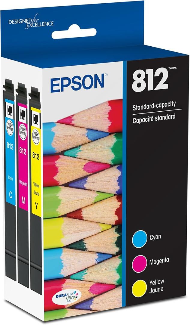 EPSON 812 DURABrite Ultra Ink Standard Capacity Color Combo Pack (T812520-S) Works with WorkForce Pro WF-7310 ,7820, 7840, EC-C7000