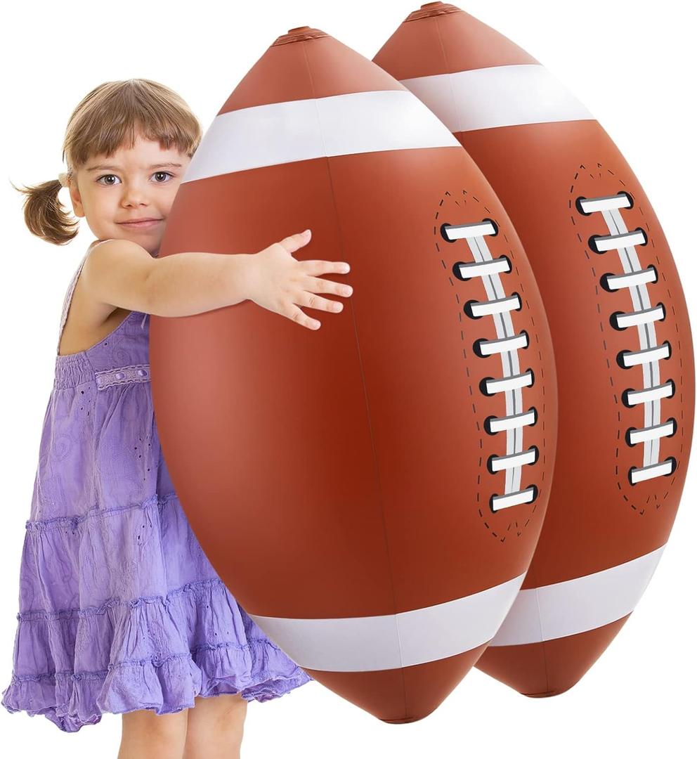 Lewtemi 2 Pcs 27 Inch Giant Inflatable Football for Gameday Party Favor Large Inflatable Sports Balls Jumbo Beach Balls for Football Birthday Christmas Party Decorations Outdoor Activity Gift