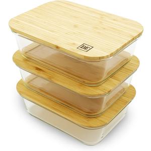 DE Plastic-Free Glass Storage Containers (3-Pack, 51oz) with Bamboo Lids  Eco-Friendly, Airtight, Reusable  Oven, Microwave & Dishwasher Safe  BPA-Free & Sustainable.
