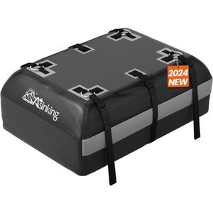 Asinking Car Rooftop Cargo Carrier Bag - 100% Waterproof Heavy Duty Car Roof Luggage Carrier 15 Cubic Feet, Fits All Vehicles with/Without Roof Rack - Easy Install & Triply Reinforced for Secure Use