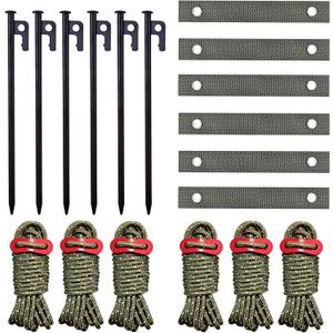 Tree Stake Kit, Heavy Duty Garden Stakes Kit Including 6 Pieces 11.8 Inches Steel Tree Stakes, 6 Pieces 15.8 Inches Tree Straps and 6 Rolls 13.1 Feet Ropes (6sets-Trees-Stake)