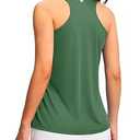 SANTINY Womens Sleeveless Golf Shirt Racerback V Neck Tank Tops Quick Dry Tennis Collared Polo Shirts for Women(Green_M)