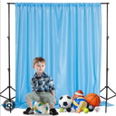 Alsoo Blue Backdrop for Parties Rod Pocket Pink Curtains Photography Privacy Fabric Backdrop Drapes for Birthday Party Wedding Baby Shower Home Decor, 5ft x 8ft, 2 Panels