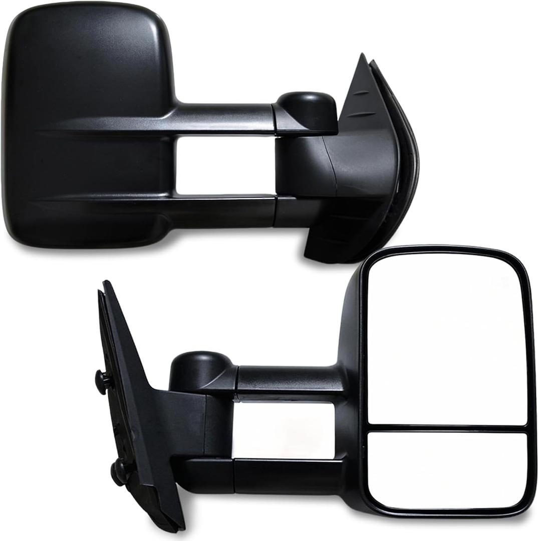 AERDM Towing Mirrors Manual Operated Textured Black Telescoping fit for 2007-2013 Chevy/GMC Silverado/Sierra Exterior Accessories Mirrors