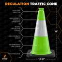 18 Lime Green Traffic Cone - 6" Reflective Collar 12 Pack - Premium PVC Safety Cone for Parking, Caution, Construction, Road Crews, Emergency Vehicle - MUTCD Compliant - Xpose Safety