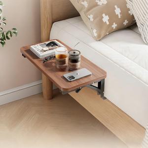 HomeBeyond Foldable Wooden Bedside Shelf, Simple Night Stand & Side Organizer for Phone, Tablet, Water Cup, Books No-Hole Bedside Caddy for Easy Storage